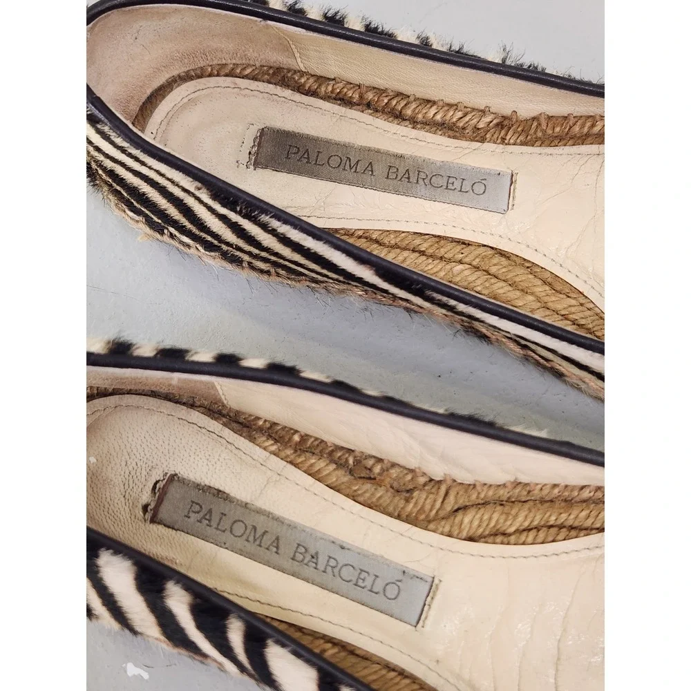 Paloma Barcelo Espadrille Flats Women 38 Zebra Calf Hair Animal Print Spain